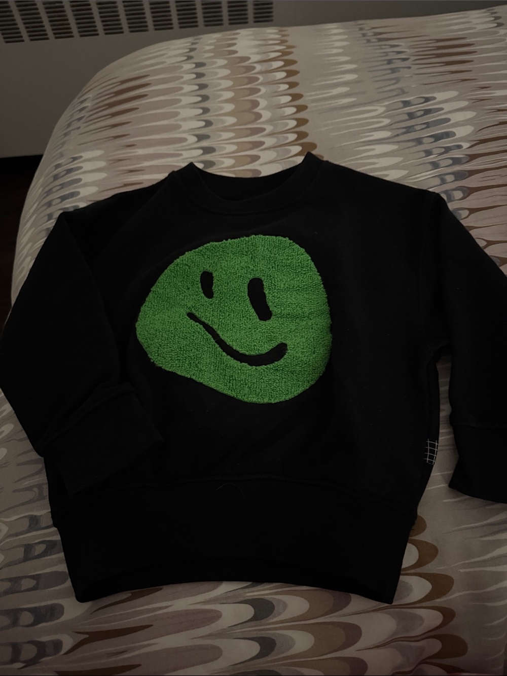 Molo Black Sweater with Green Smiley Patch